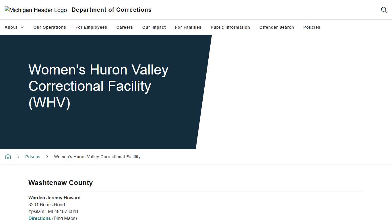 Women's Huron Valley Correctional Facility (WHV)