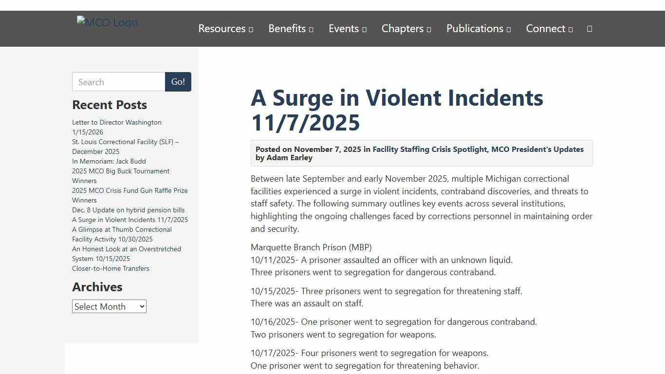 A Surge in Violent Incidents 11/7/2025 – MCO